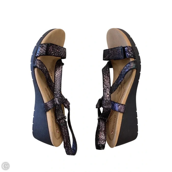 Sandals Heels Platform By Clothes Mentor In Purple & Tan, Size: 8.5