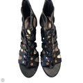 Sandals Heels Wedge By Madden Girl In Black & Gold, Size: 8