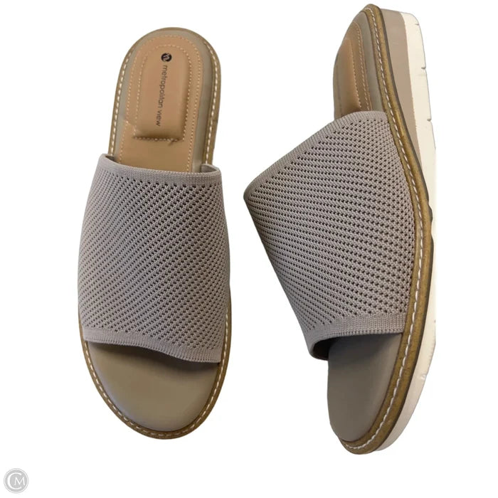 Sandals Heels Wedge By Metropolitan In Tan, Size: 9