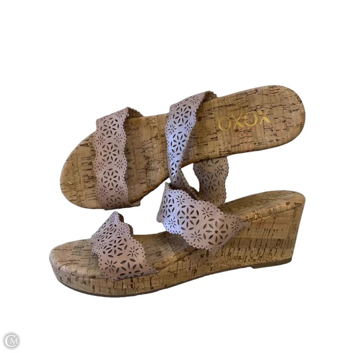 Sandals Heels Wedge By Xoxo In Tan, Size: 9