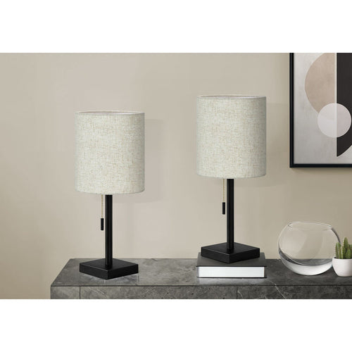 (Set of two) 17"H Table Lamp Metal base USB