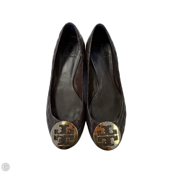 Shoes Designer By Tory Burch In Brown & Gold, Size: 6