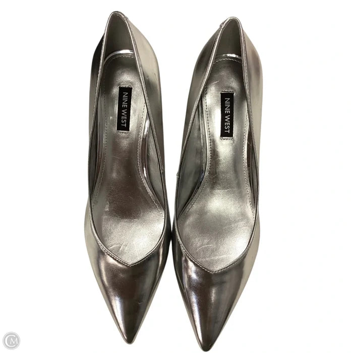 Shoes Heels Block By Nine West In Silver, Size: 9