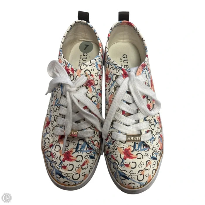 Shoes Sneakers By Guess In Floral Print, Size: 7