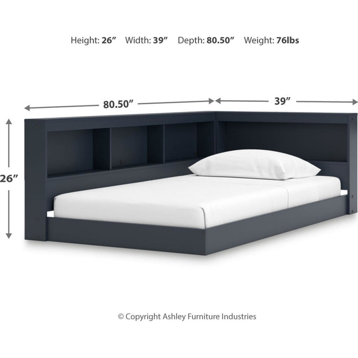 Simmenfort Bookcase Storage Bed - Navy Blue