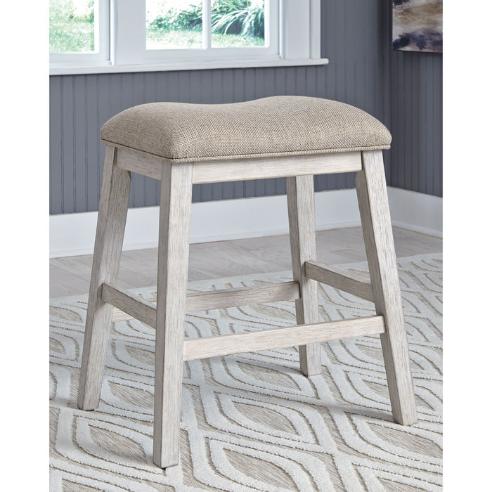 Skempton Counter Height Stool - White/Light Brown - (D394-024)