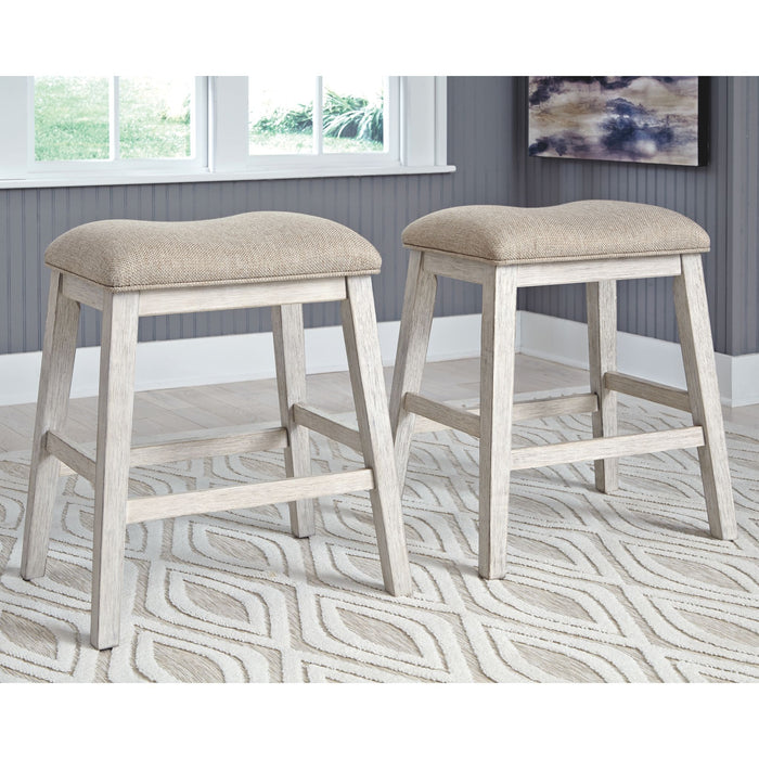 Skempton Counter Height Stool - White/Light Brown - (D394-024)