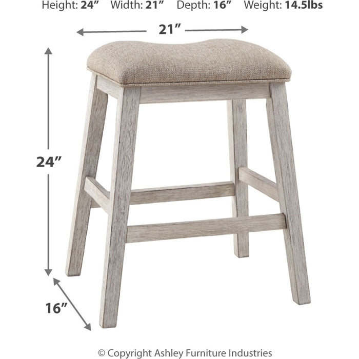 Skempton Counter Height Stool - White/Light Brown - (D394-024)