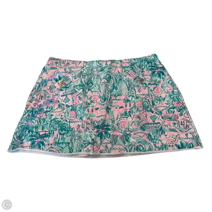 Skort Designer By Lilly Pulitzer In Green & Pink, Size: Xl