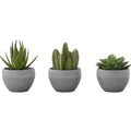 Succulent - 6" Artificial Plant (Set of 3) in a 3" Grey Pot