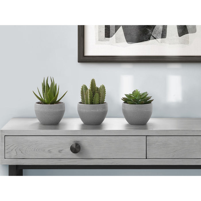 Succulent - 6" Artificial Plant (Set of 3) in a 3" Grey Pot