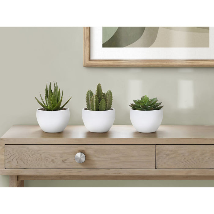 Succulent - 6" Artificial Plant (Set of 3) in a 3" White Pot