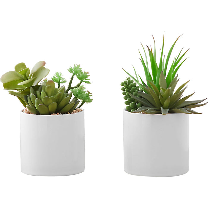 Succulent - 7" Artificial Plant (Set of 2) in a 3" Ceramic Pot