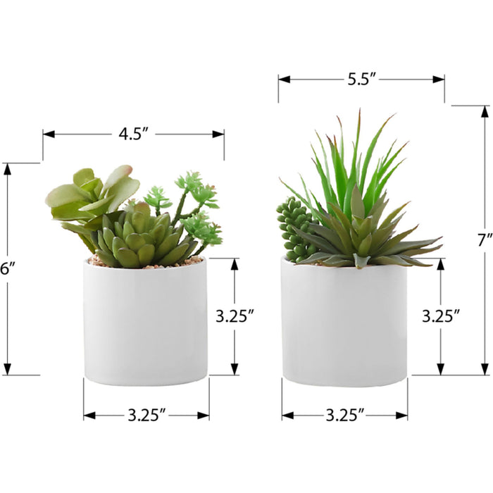 Succulent - 7" Artificial Plant (Set of 2) in a 3" Ceramic Pot