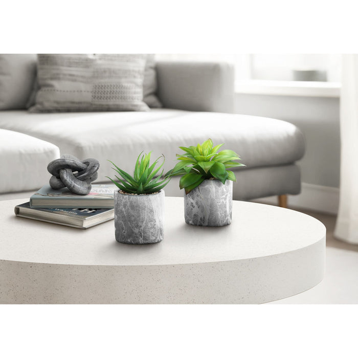 Succulent - 7" Artificial Plant (Set of 2) in a 4" Cement Pot