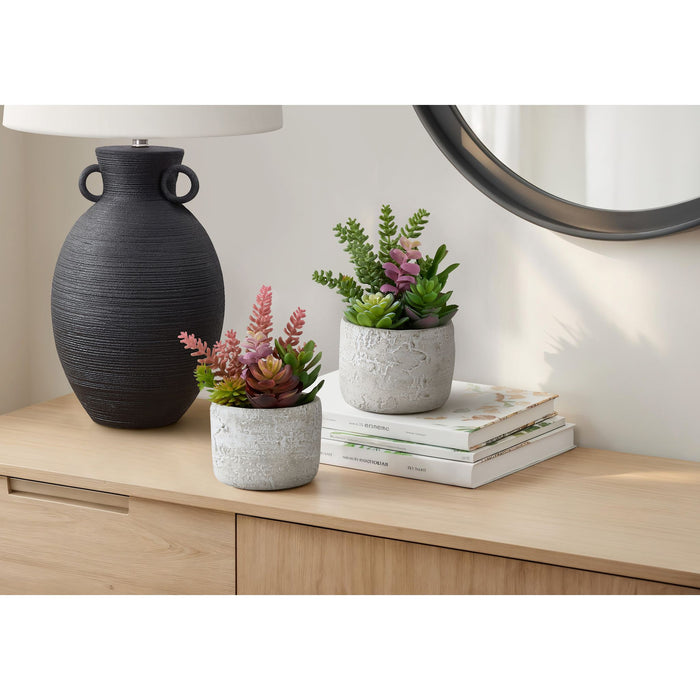 Succulent - 9" Artificial Plant (Set of 2) in a 5" Cement Pot