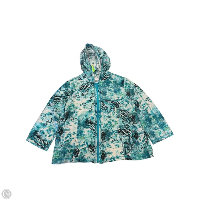 Sweatshirt Hoodie By Chicos Private Collection In Blue & Green, Size: M