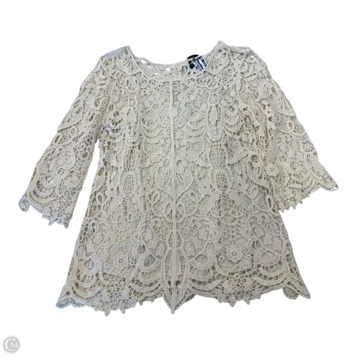 Top 2pc 3/4 Sleeve By Adiva In Cream, Size: M