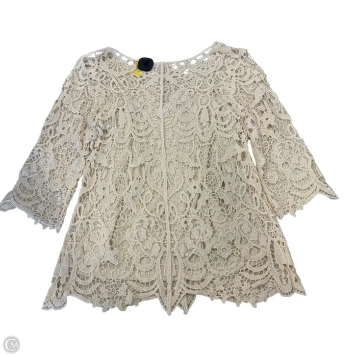 Top 2pc 3/4 Sleeve By Adiva In Cream, Size: M