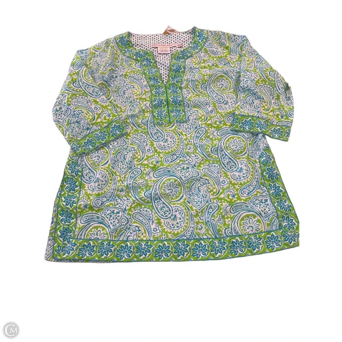 Top 3/4 Sleeve By Gretchen Scott In Blue & Green, Size: S
