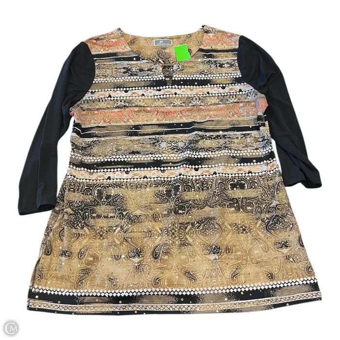 Top 3/4 Sleeve By Jm Collections In Tan, Size: L