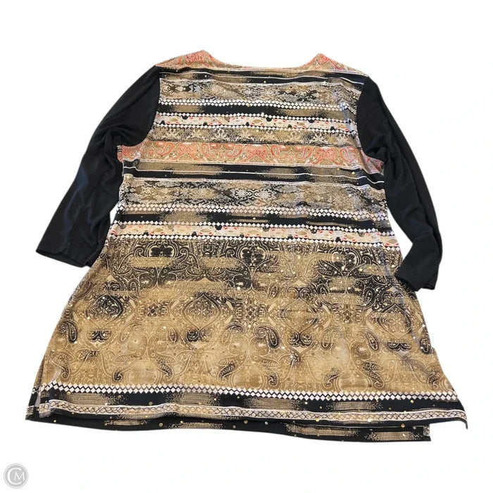 Top 3/4 Sleeve By Jm Collections In Tan, Size: L