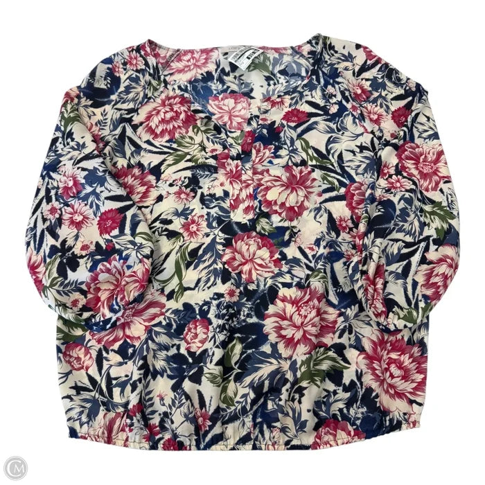 Top 3/4 Sleeve By Loft In Floral Print, Size: M