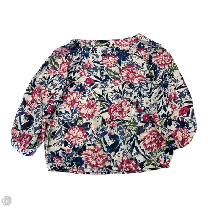 Top 3/4 Sleeve By Loft In Floral Print, Size: M