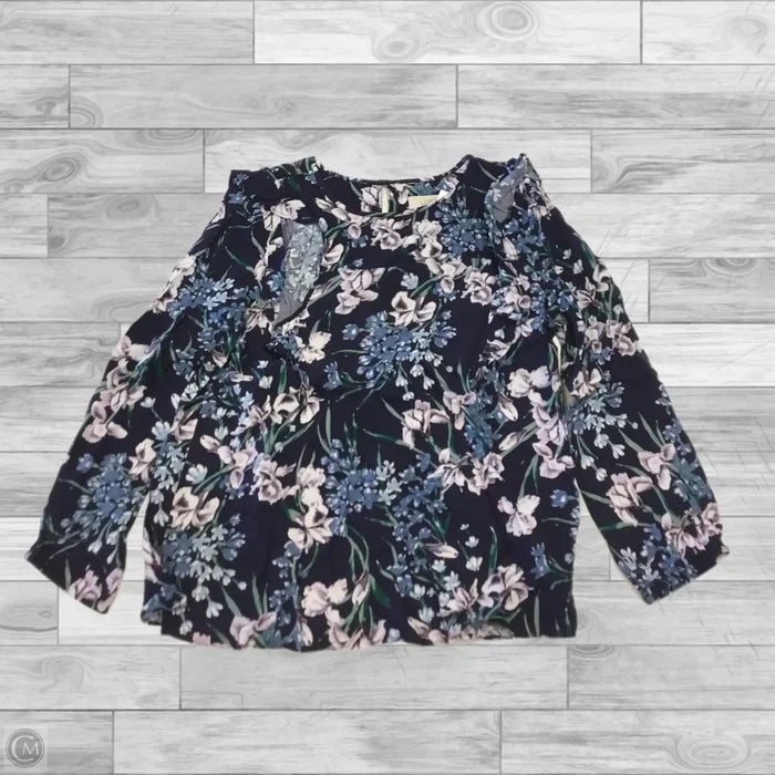 Top 3/4 Sleeve By Loft In Purple, Size: Xs