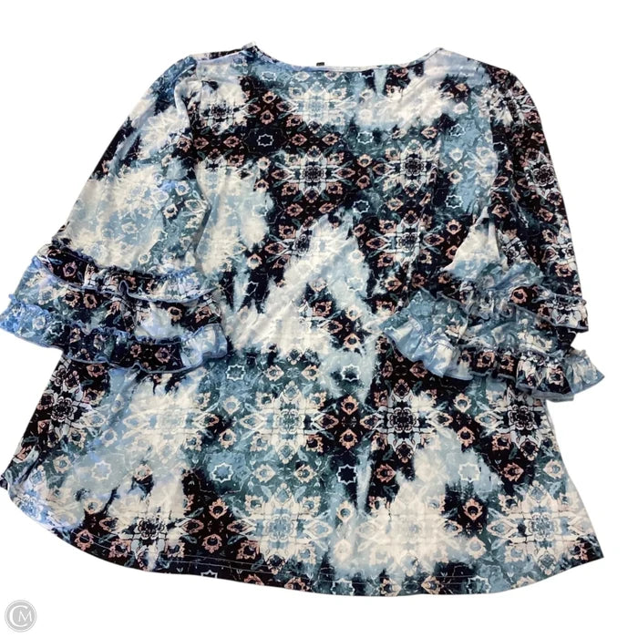 Top 3/4 Sleeve By Nina Leonard In Blue, Size: 3x