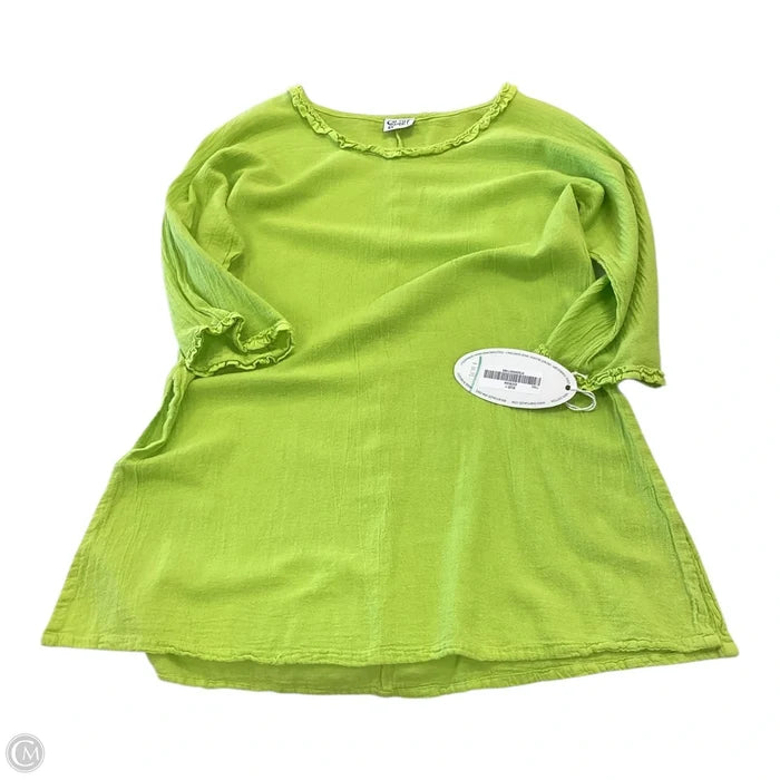 Top 3/4 Sleeve By Oh My Gauze In Green, Size: M