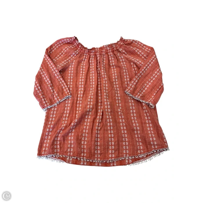 Top 3/4 Sleeve By West Bound In Orange & White, Size: S