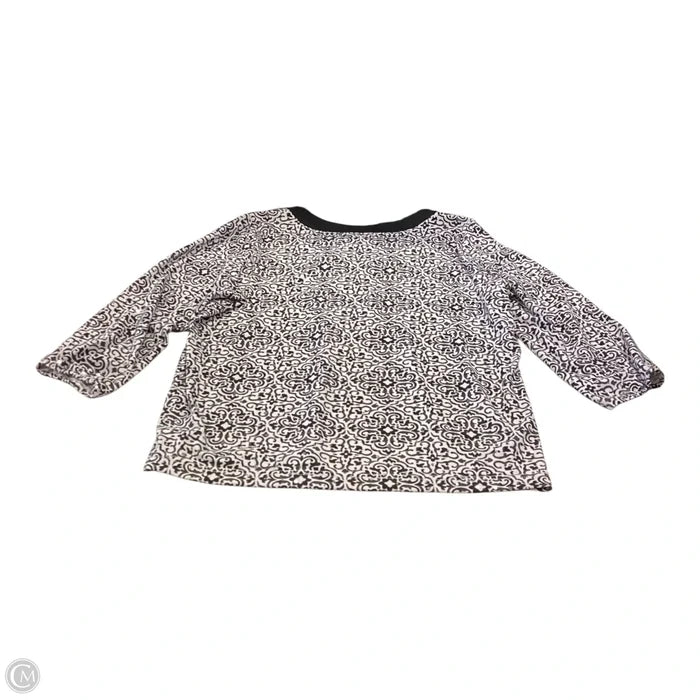 Top Long Sleeve By Cathy Daniels In Black & White, Size: L