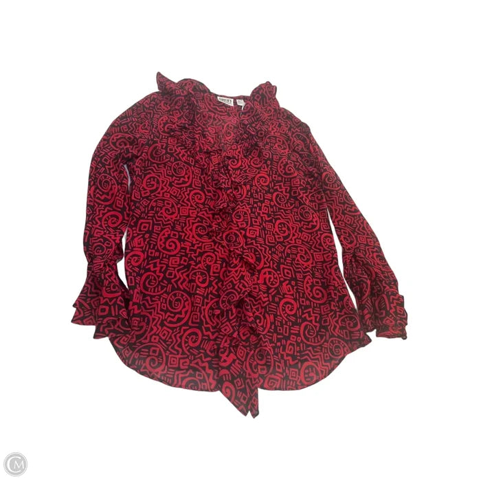 Top Long Sleeve By Chicos In Black & Red, Size: M