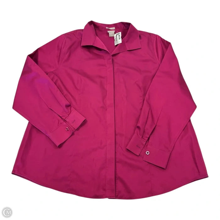 Top Long Sleeve By Chicos In Maroon, Size: Xl