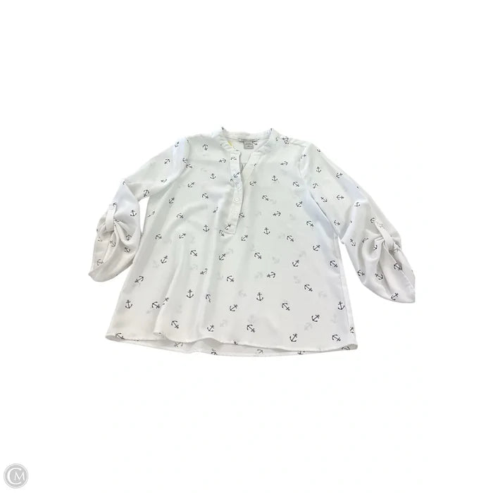 Top Long Sleeve By Clothes Mentor In Nautical Print, Size: Mp
