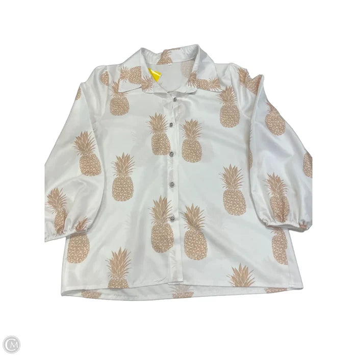 Top Long Sleeve By Clothes Mentor In Tan & White, Size: S