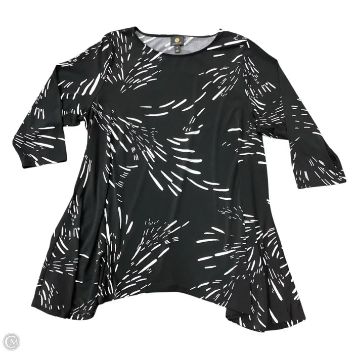 Top Long Sleeve By Jm Collections In Black & White, Size: 2x