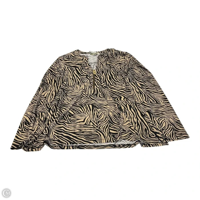 Top Long Sleeve By Michael By Michael Kors In Brown & Tan, Size: Xl