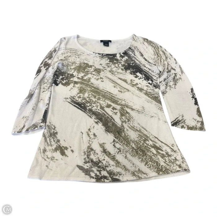 Top Long Sleeve By Peck And Peck In Brown & White, Size: M