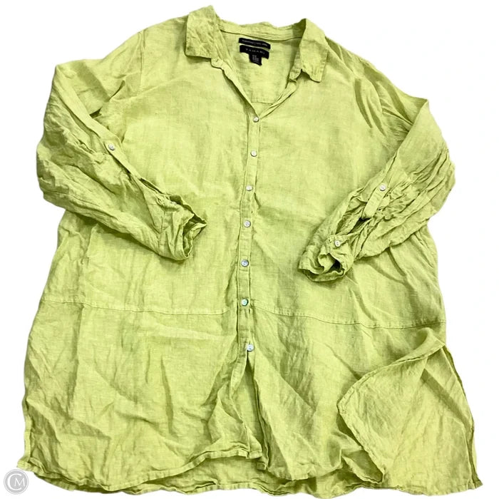 Top Long Sleeve By Tahari In Green, Size: 2x