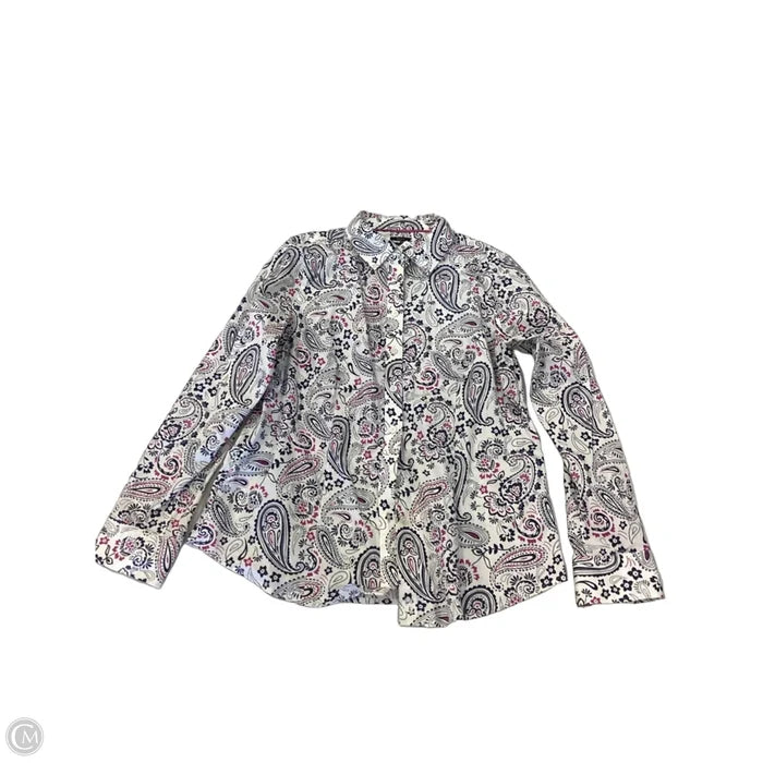 Top Long Sleeve By Talbots In Pink & White, Size: 6p