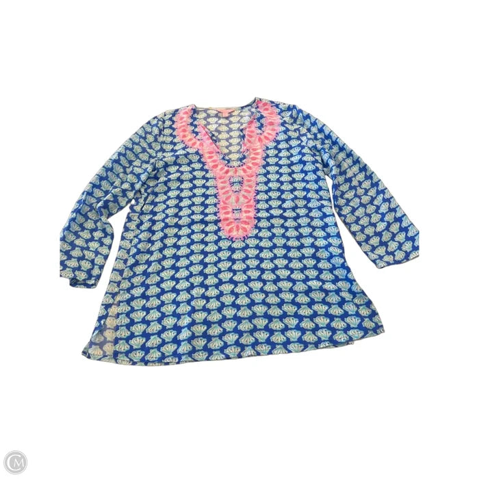 Top Long Sleeve Designer By Lilly Pulitzer In Blue & Pink, Size: S
