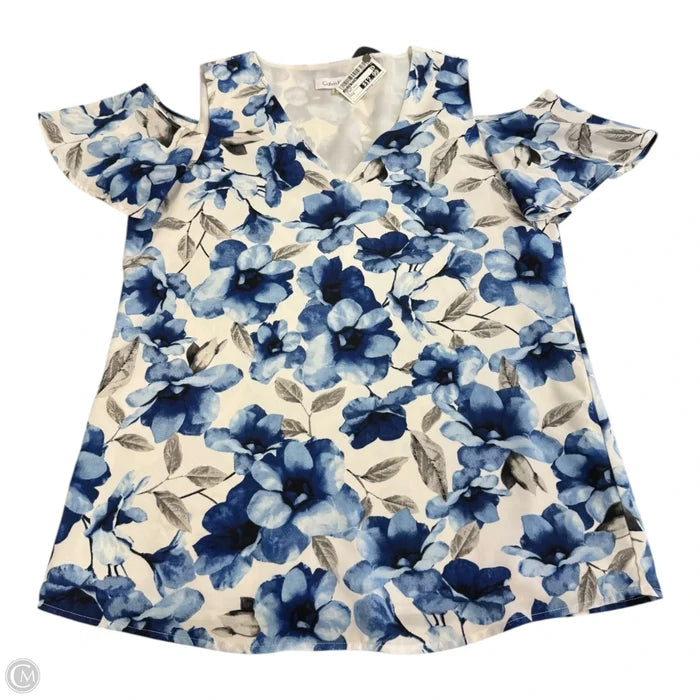 Top Short Sleeve By Calvin Klein In Floral Print, Size: M