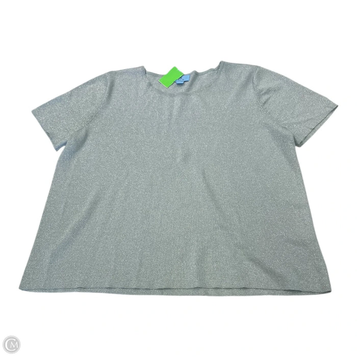 Top Short Sleeve By Cece In Green & Silver, Size: Xl