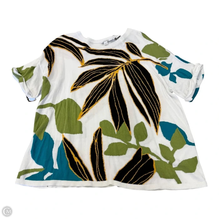 Top Short Sleeve By Chicos In Black & Green, Size: Xl