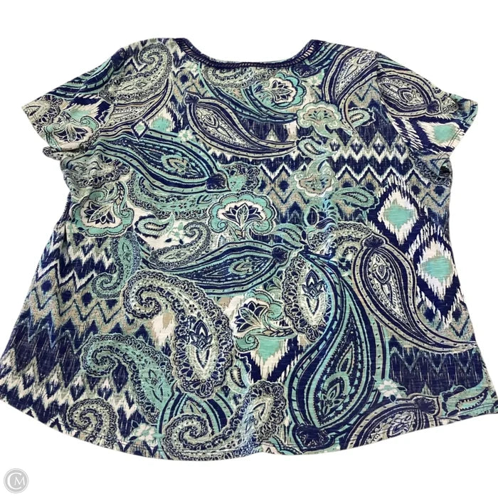 Top Short Sleeve By Chicos In Blue & Green, Size: Xl