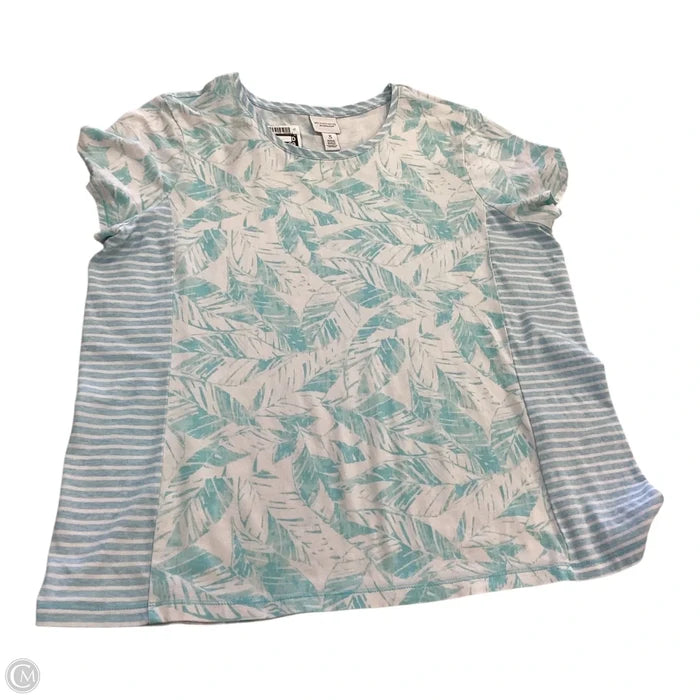 Top Short Sleeve By Chicos In Blue & White, Size: Xl