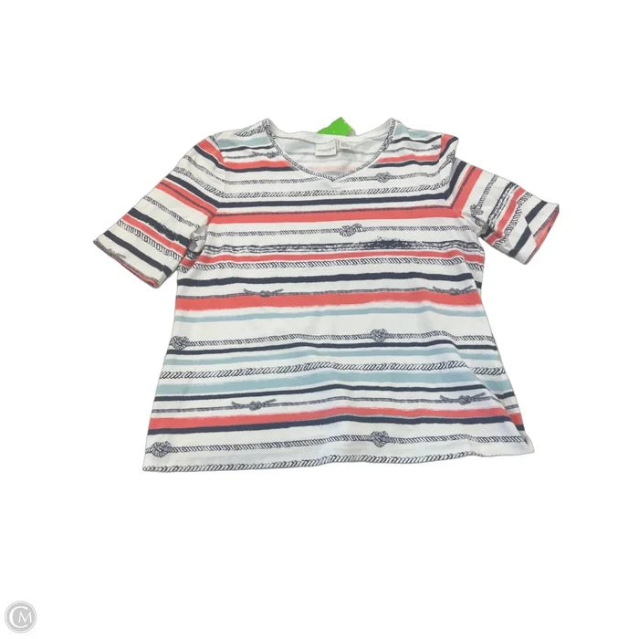 Top Short Sleeve By Chicos In Striped Pattern, Size: M