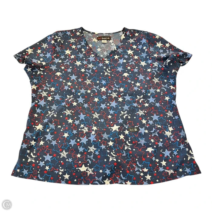 Top Short Sleeve By Clothes Mentor In Blue & Red & White, Size: Xl